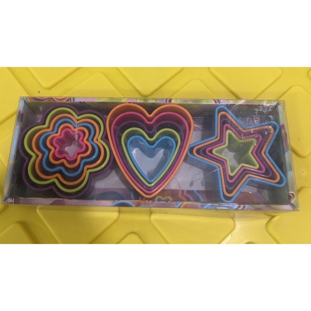 Brandani Rainbow Cookie Cutter Set Hearts Stars Flowers 15 Pc